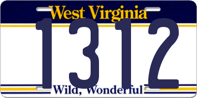 WV license plate 1312