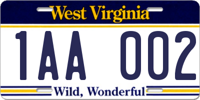 WV license plate 1AA002