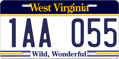 WV license plate 1AA055