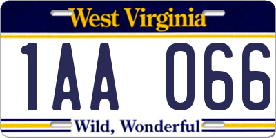 WV license plate 1AA066