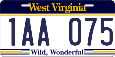 WV license plate 1AA075