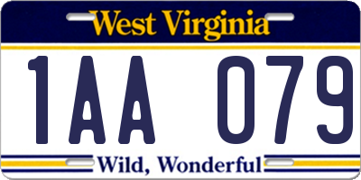 WV license plate 1AA079