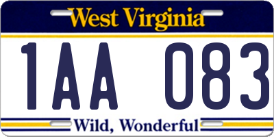 WV license plate 1AA083