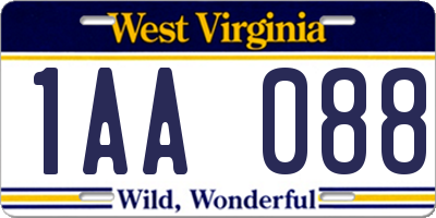 WV license plate 1AA088