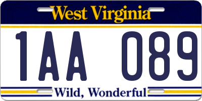 WV license plate 1AA089