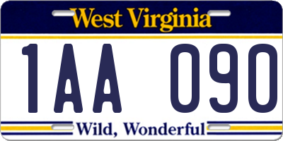 WV license plate 1AA090
