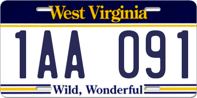WV license plate 1AA091