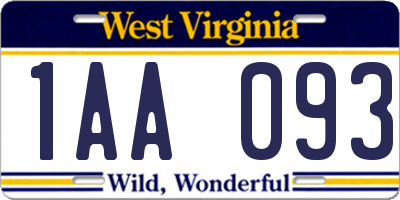 WV license plate 1AA093