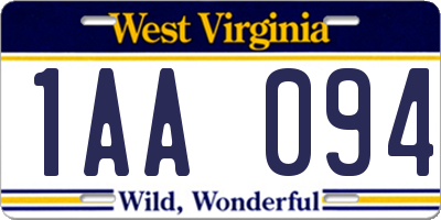 WV license plate 1AA094