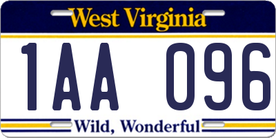 WV license plate 1AA096