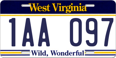 WV license plate 1AA097