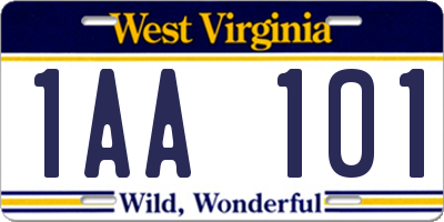WV license plate 1AA101