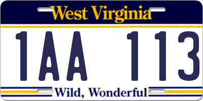 WV license plate 1AA113