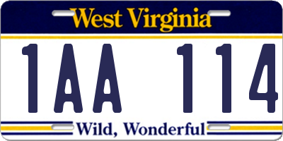 WV license plate 1AA114