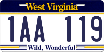 WV license plate 1AA119