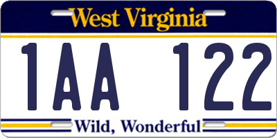 WV license plate 1AA122