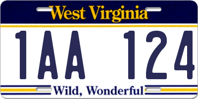 WV license plate 1AA124