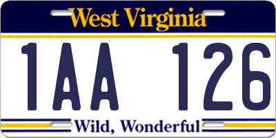 WV license plate 1AA126