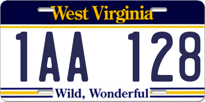 WV license plate 1AA128