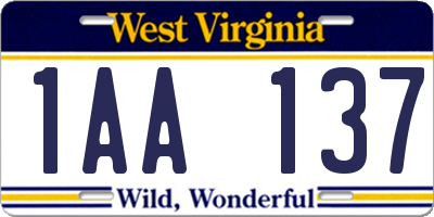 WV license plate 1AA137