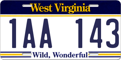 WV license plate 1AA143