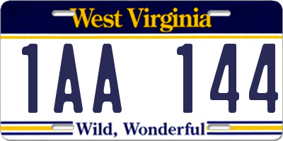 WV license plate 1AA144