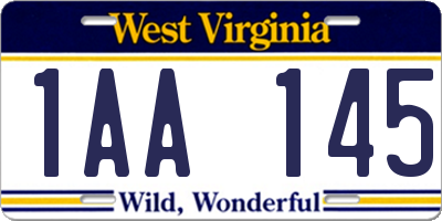 WV license plate 1AA145