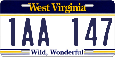 WV license plate 1AA147