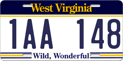 WV license plate 1AA148