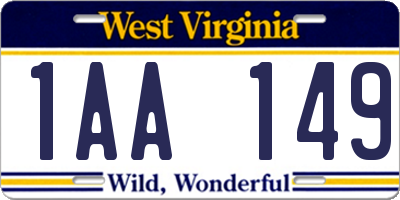 WV license plate 1AA149