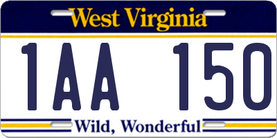 WV license plate 1AA150