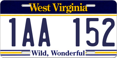 WV license plate 1AA152