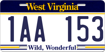 WV license plate 1AA153