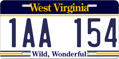 WV license plate 1AA154