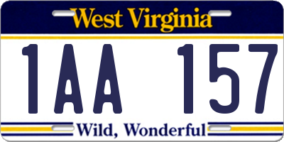 WV license plate 1AA157