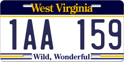 WV license plate 1AA159