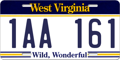WV license plate 1AA161