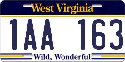 WV license plate 1AA163