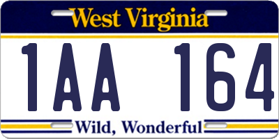 WV license plate 1AA164