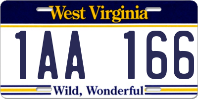 WV license plate 1AA166