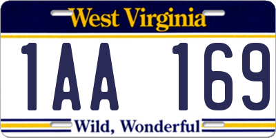 WV license plate 1AA169