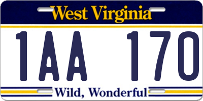 WV license plate 1AA170