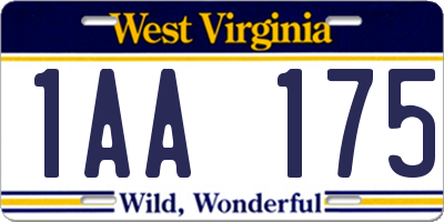 WV license plate 1AA175