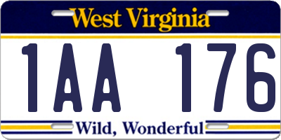 WV license plate 1AA176