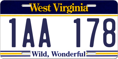 WV license plate 1AA178