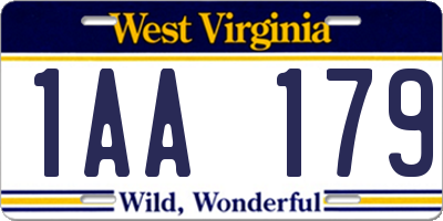 WV license plate 1AA179