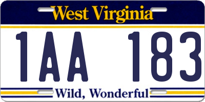 WV license plate 1AA183