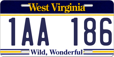 WV license plate 1AA186