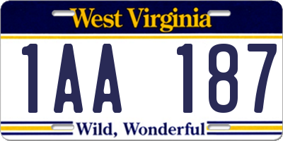 WV license plate 1AA187