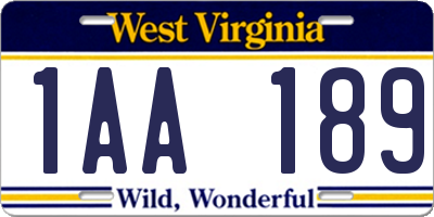 WV license plate 1AA189